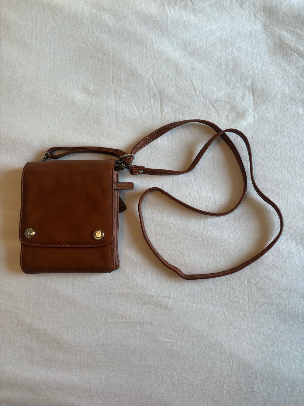 The Trend Italy Genuine Leather Multi-Pocket Organizer Crossbody Bag – Cognac